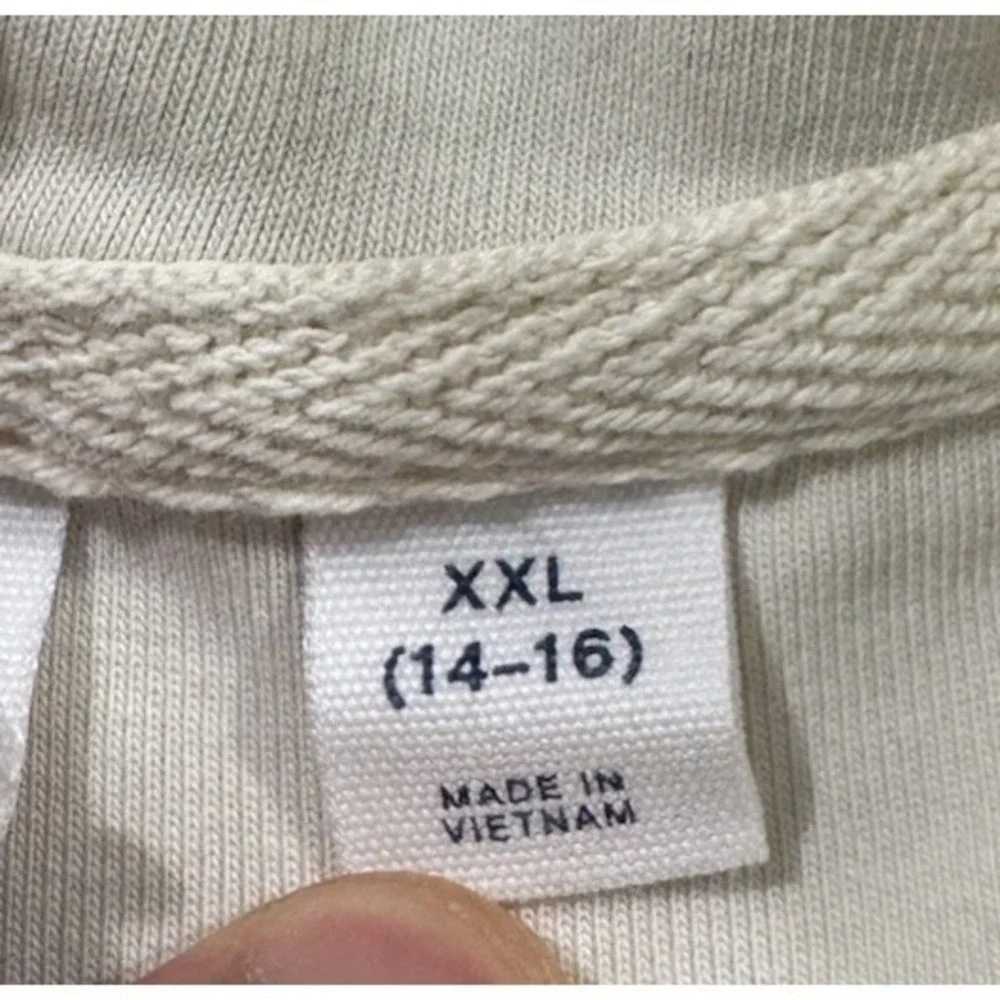 GAP Kids Hoodie Girls XXL 14-16 Ivory Half Zip Fleece Hooded Sweatshirt